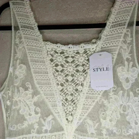 NWT My Style made in Italy white lace see-thru dress midi BOHO Beachy elegant - Picture 3 of 9